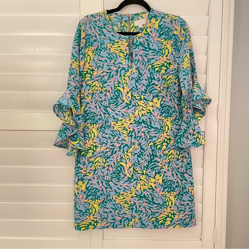 Mudpie Ruffle Sleeve Sheath Dress Floral Size Small